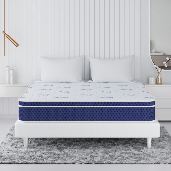 Kurlon Angelica Box Top mattress displayed on solid bed base